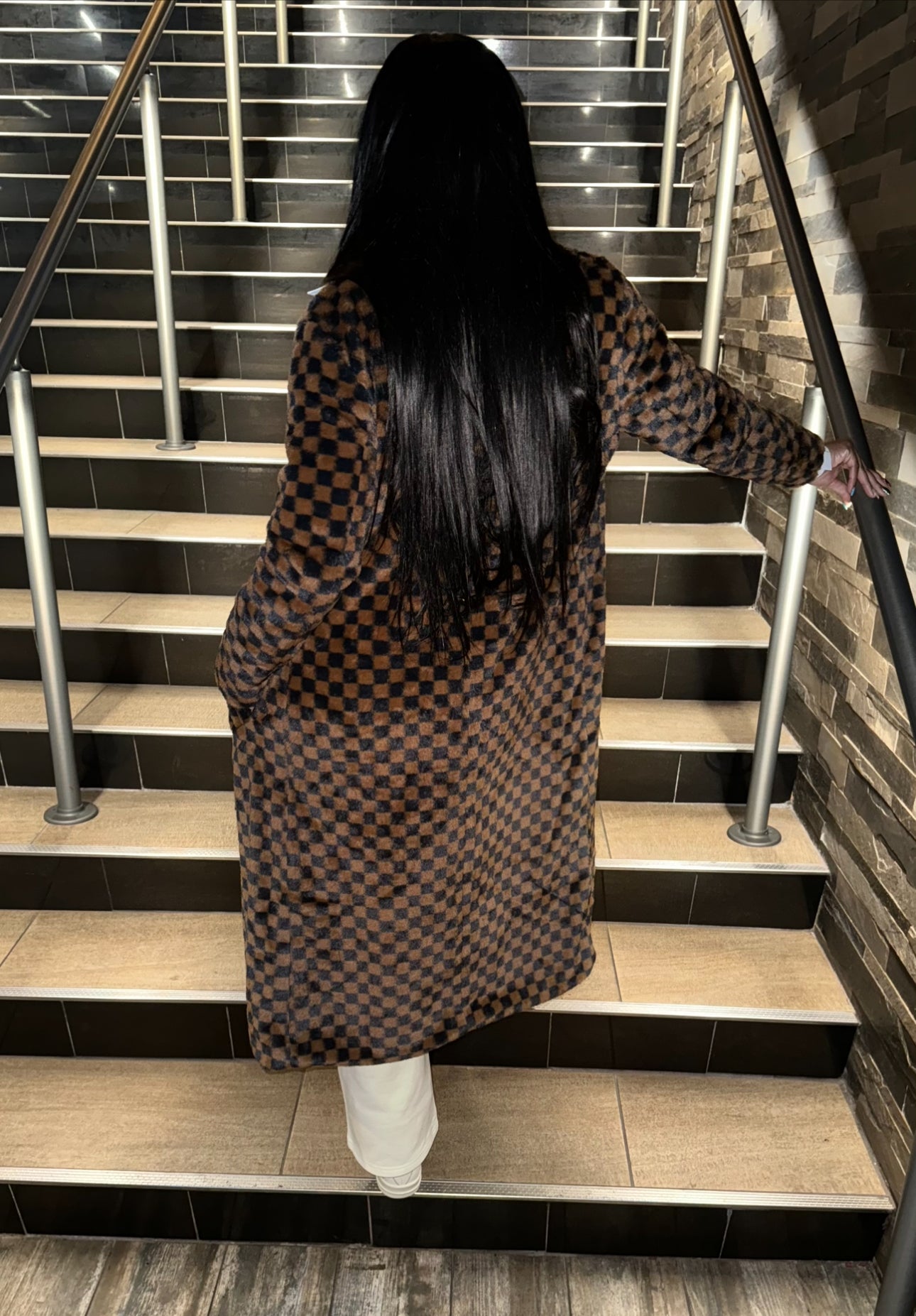 Laina Checkered Print Coat