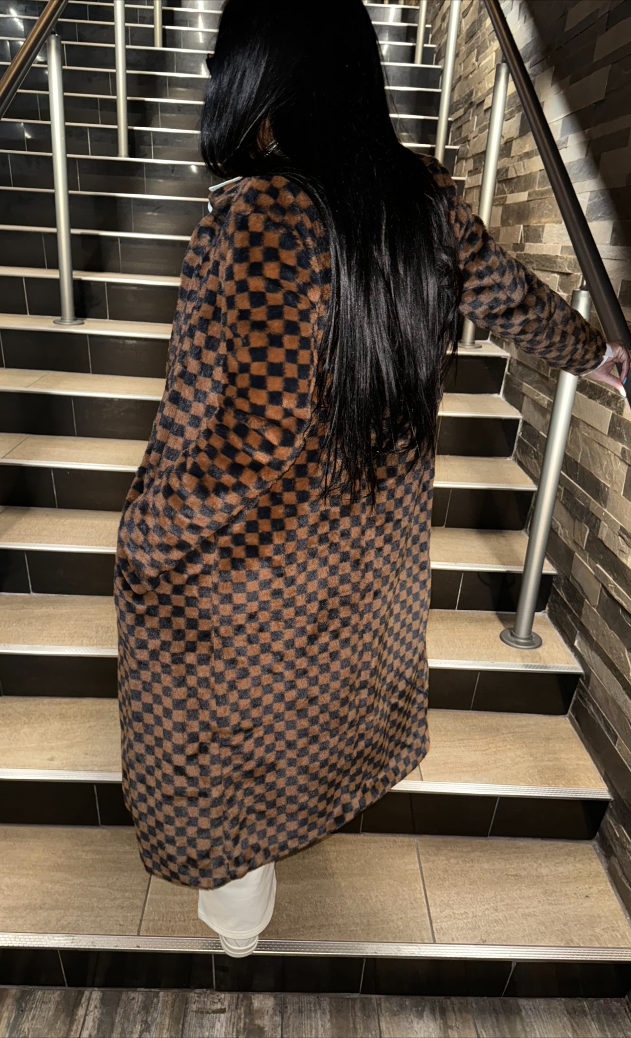 Laina Checkered Print Coat