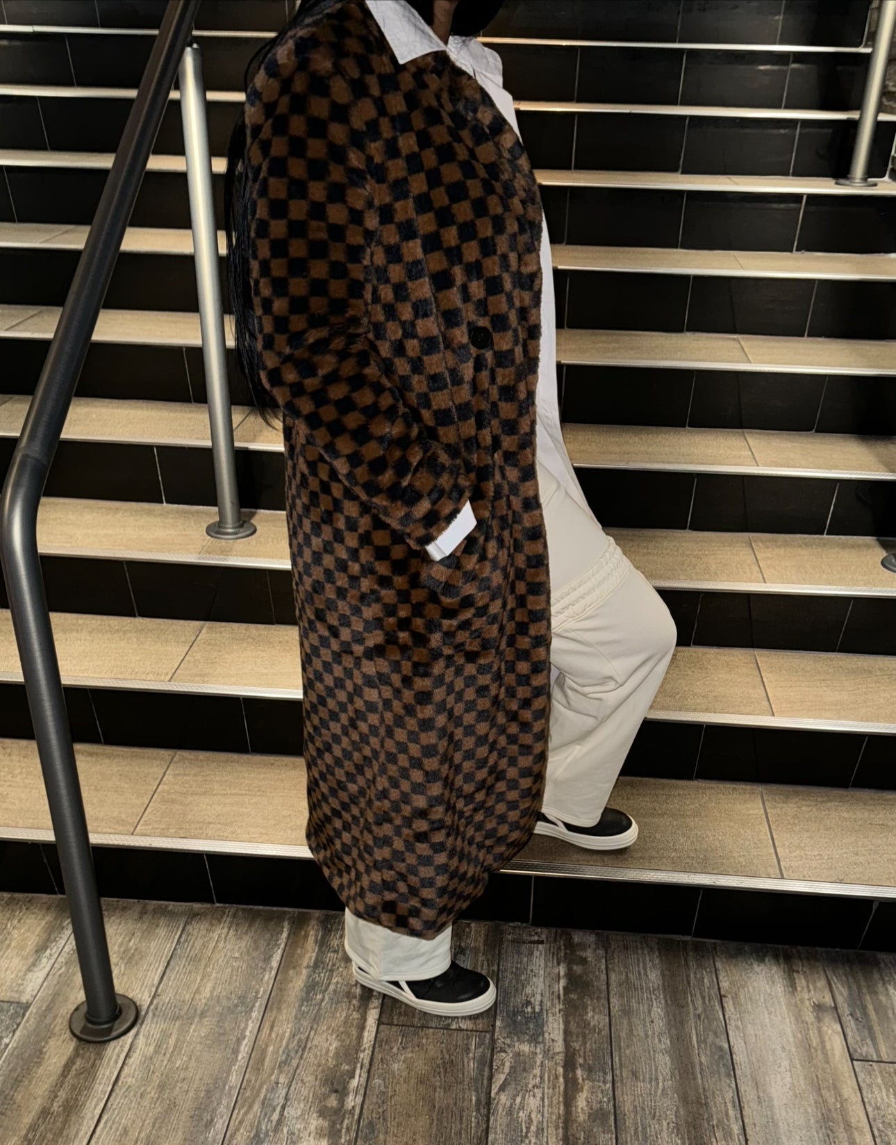 Laina Checkered Print Coat