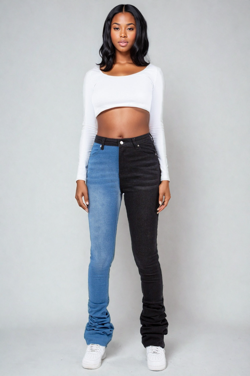 Toni Two Toned Stacked Jeans