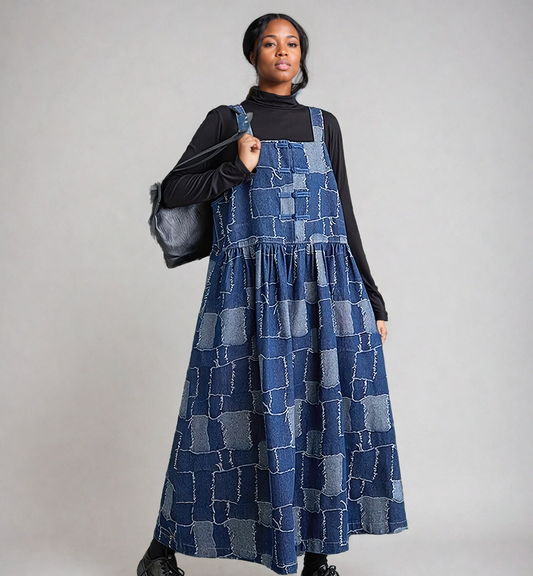 Logan Denim Patchwork Jumper Dress