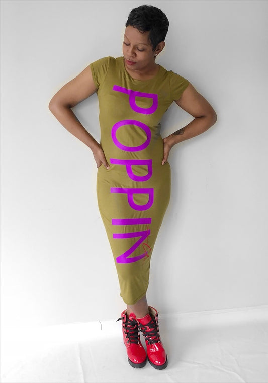 Purple POPPIN Army Green Fitted Dress