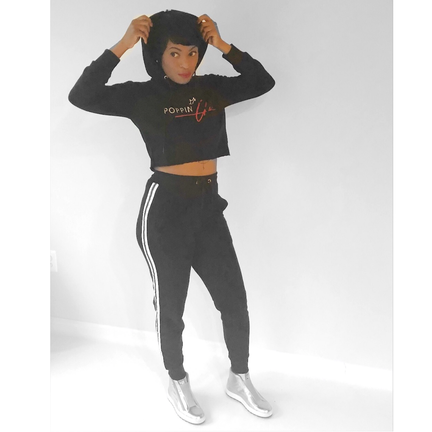 Vonna Black Side Stripped Sweatsuit