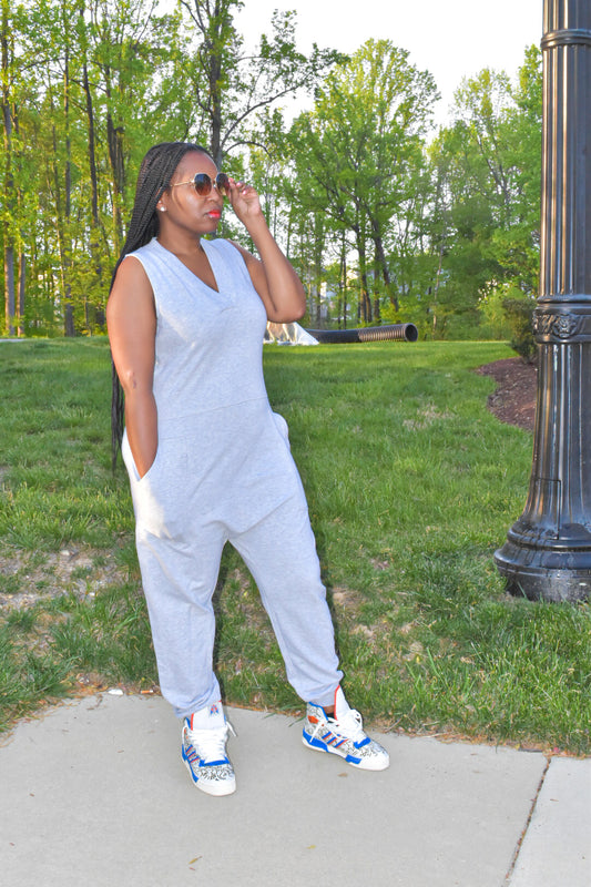 Grey Sleeveless Harem Jumpsuit