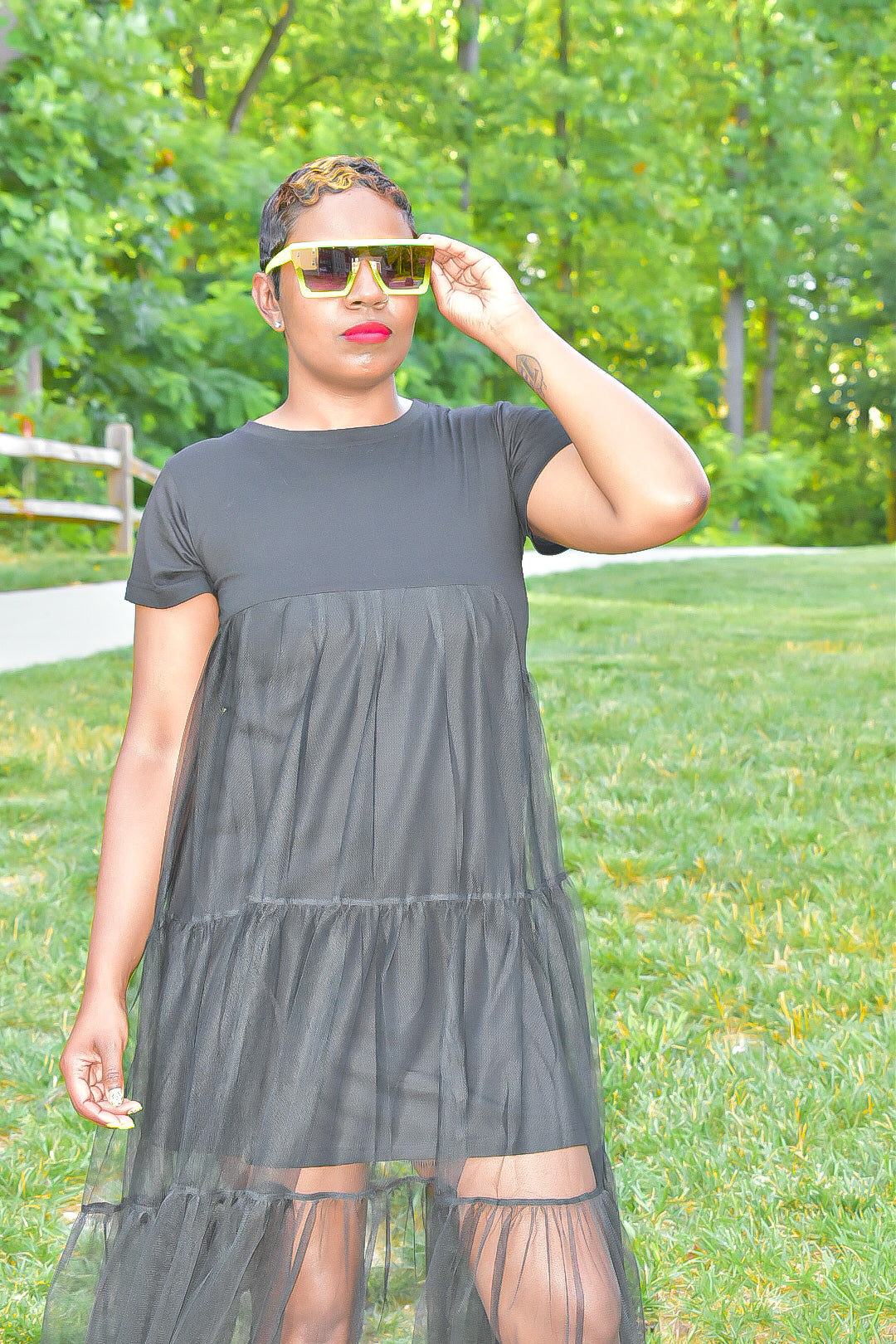 Pre-Order of the POPPIN Tulle Short Sleeved Dress