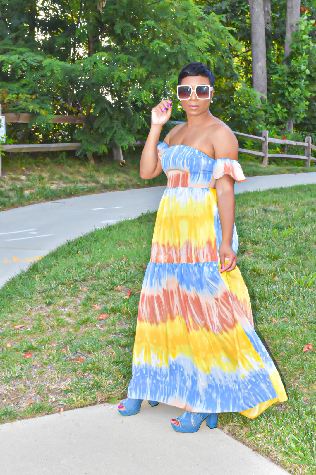 Alaina Tie Dye Tiered Maxi Dress