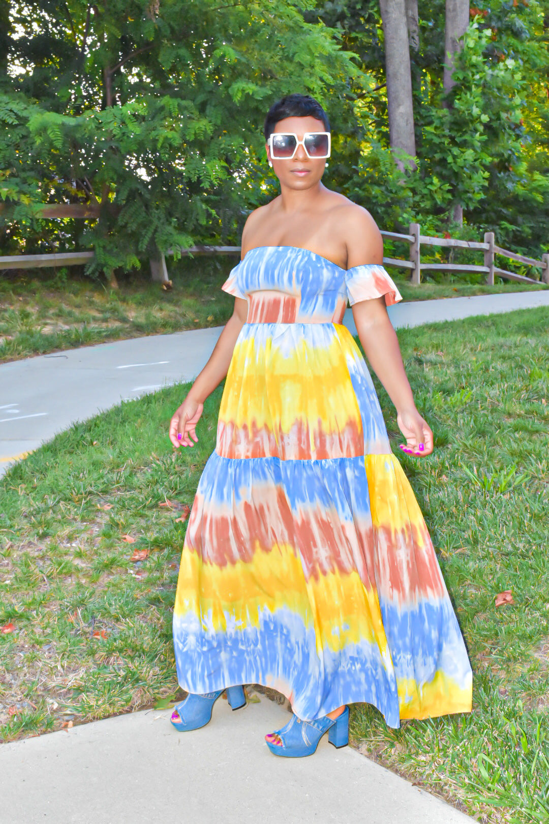 Alaina Tie Dye Tiered Maxi Dress