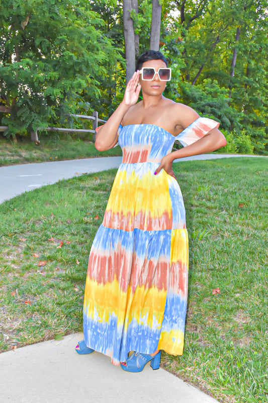 Alaina Tie Dye Tiered Maxi Dress