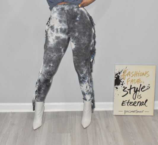 La La Fringed Tye Dye| Leggings