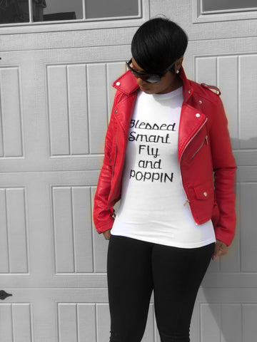 Blessed, Smart, Fly and POPPIN Short Sleeved Tee