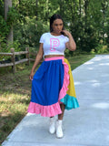 Color Block Ruffled Skirt
