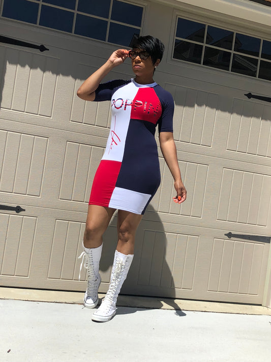 POPPIN Color Block Fitted Dress