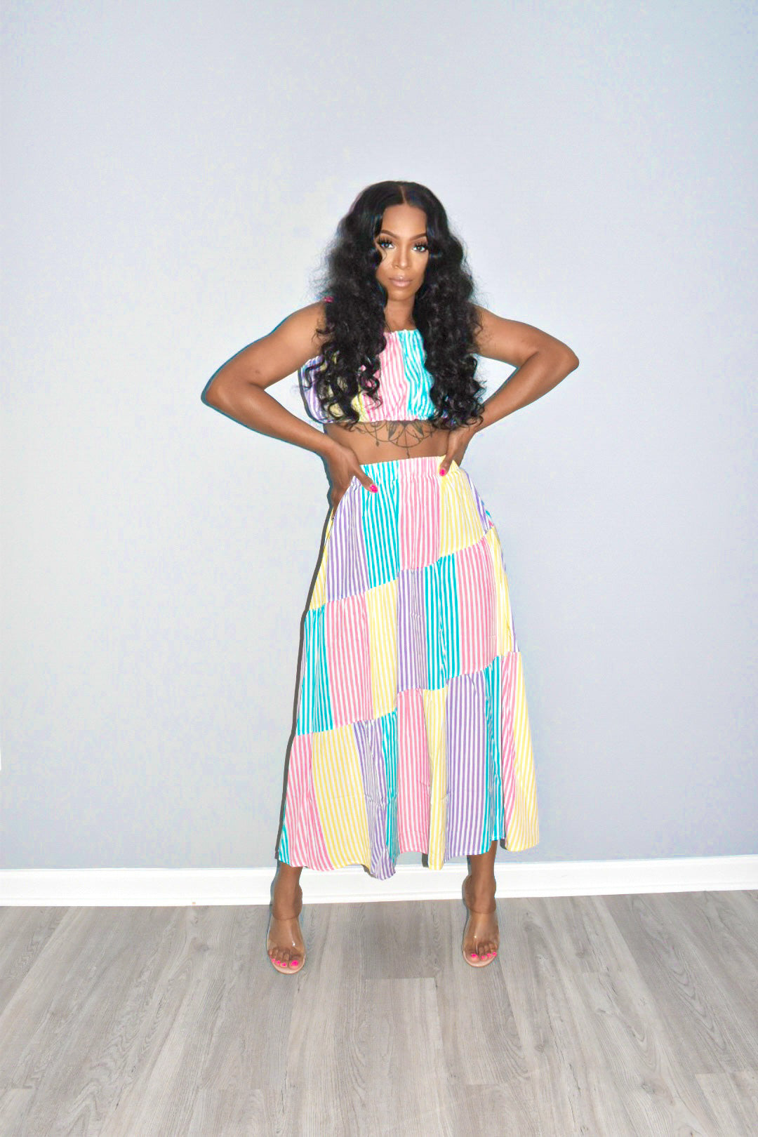 Indi Striped Skirt Set