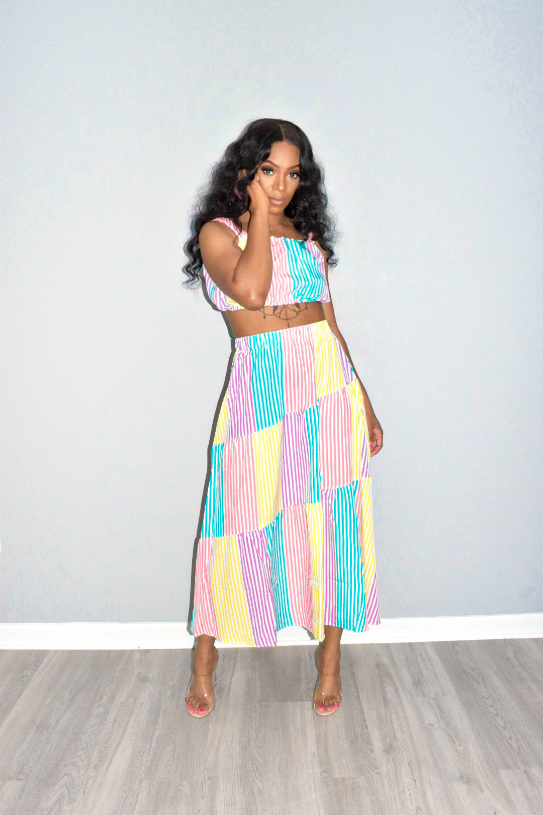 Indi Striped Skirt Set