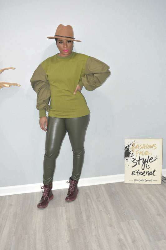 Green Puff Sleeved Top