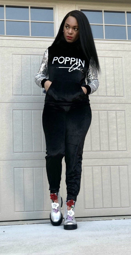 Diana Velour Sweat Set (Black)