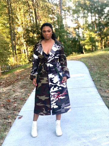 POPPIN Camoflauge Trench Coat
