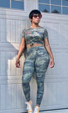 POPPIN in Distressed Camo Two Piece Set