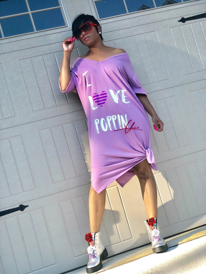 I LOVE POPPIN Chic Lavender T-Shirt Dress