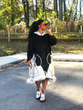 POPPIN Velour and Metallic Hooded Dress