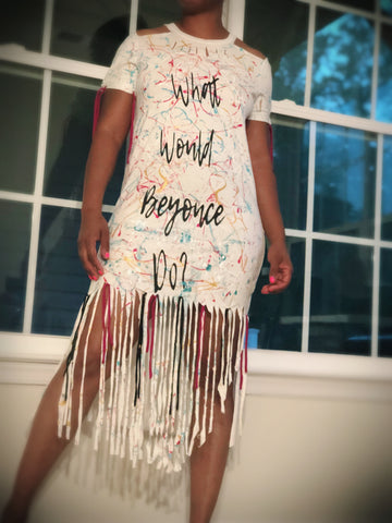 Custom "What Would Beyonce Do" White Dress