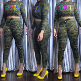 Camo POPPIN Cropped Sweat Suit