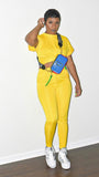 POPPIN Yellow Cross Detail Crop and Pants Set