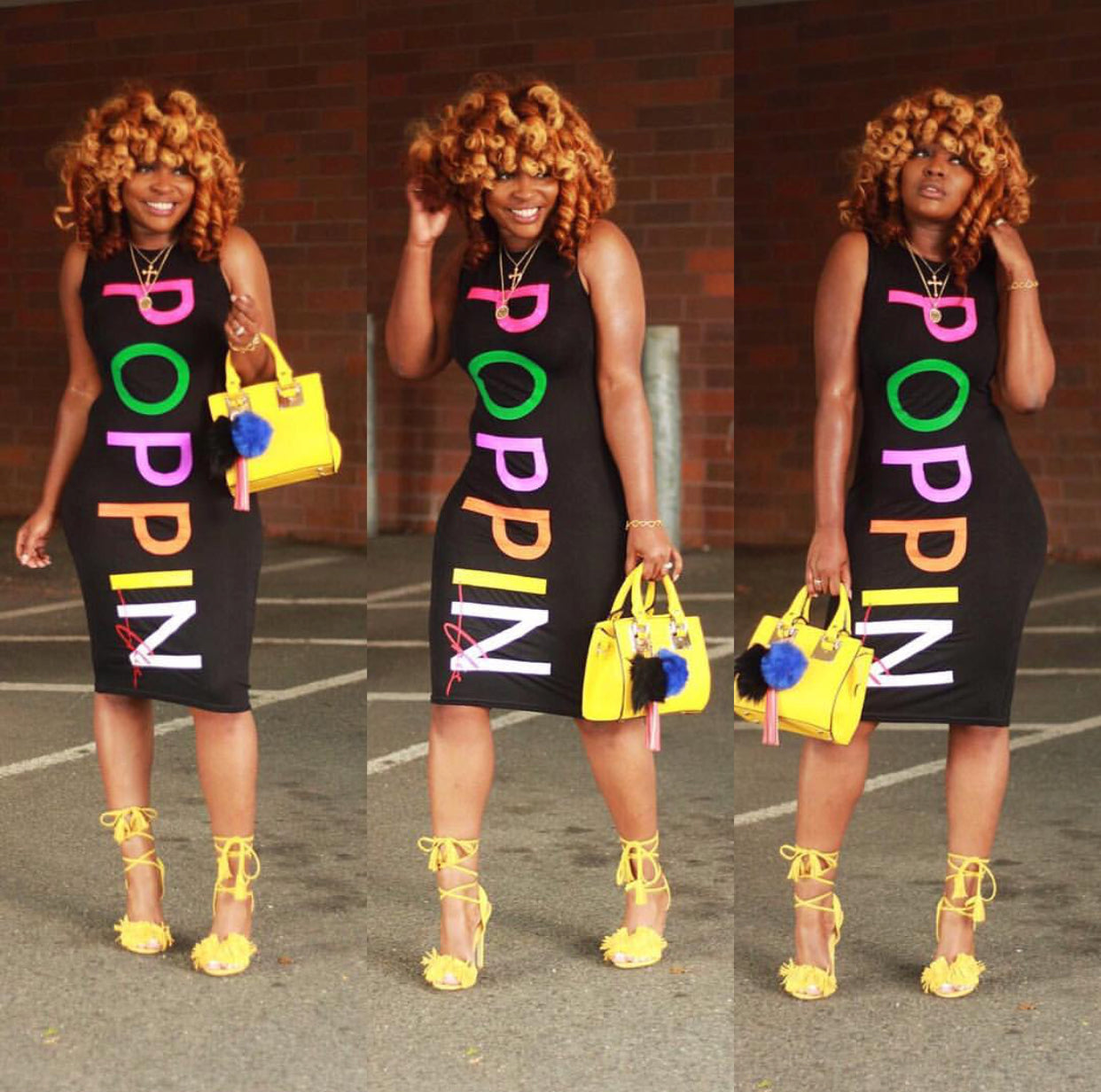 Black Vs Rainbow POPPIN Fitted Dress