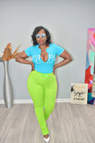 Lime POPPIN Ruched Pants