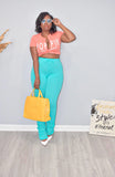 Turquoise Ruched Pants