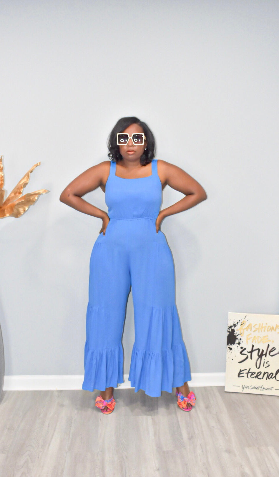 Give Em Blues Ruffled Bottom Jumpsuit