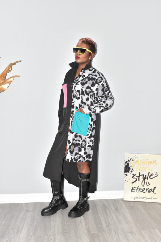 Blocked and Loaded Shirt Dress