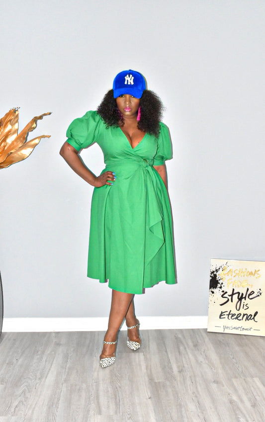 Lucky Me Green Wrap Dress