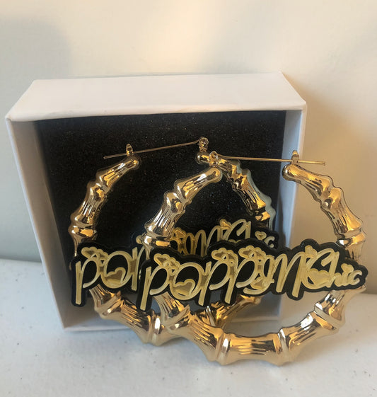 POPPIN Gold Hearted Bamboo Earrings