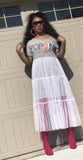 POPPIN Grey of the Shoulder T-Shirt Tulle Dress