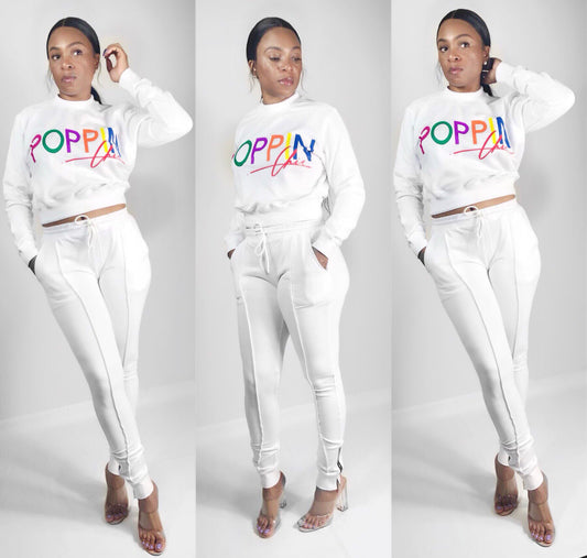 Rainbow POPPIN White Sweat Set