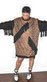 POPPIN Leopard Sweater Dress with Tassels