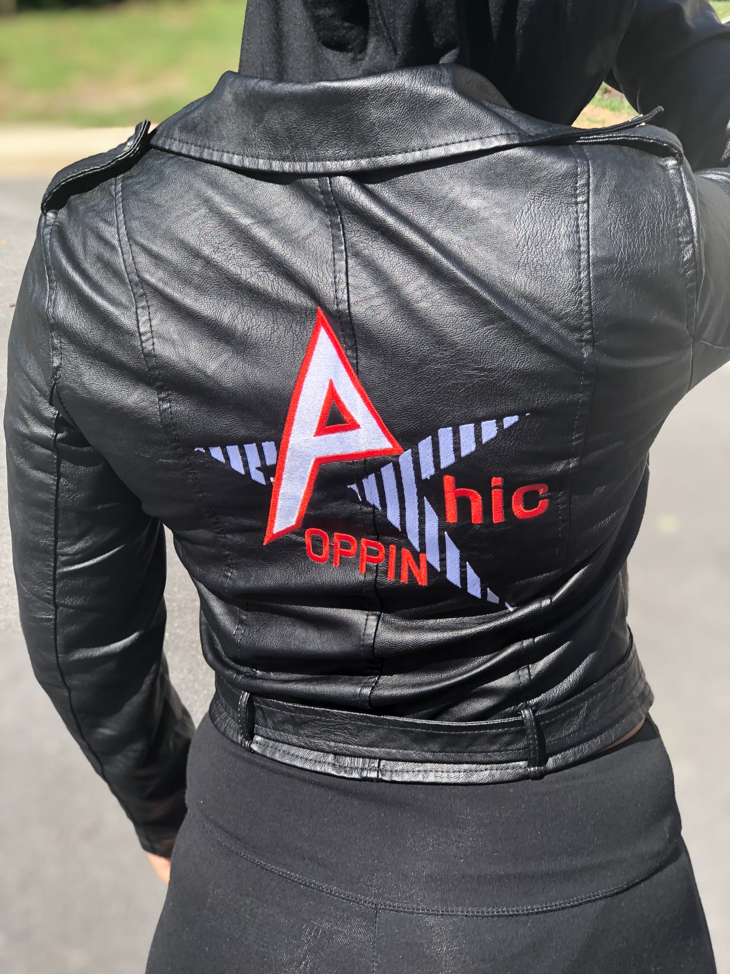 Star POPPIN Black Leather Moto Jacket