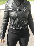 Star POPPIN Black Leather Moto Jacket