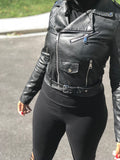 Star POPPIN Black Leather Moto Jacket