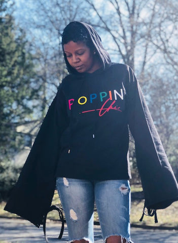 Rainbow "POPPIN" Hoodie with Open Back