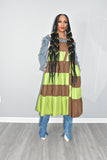 Kay Coffee Lime Stripe Overall Dress
