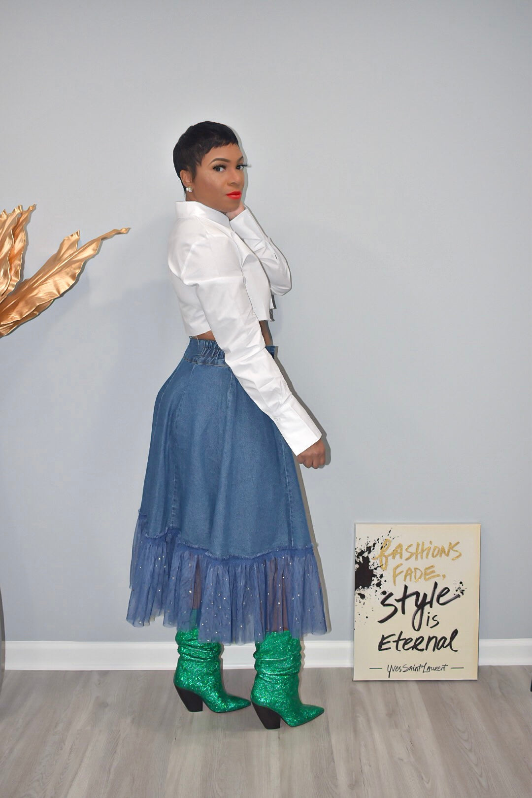 I'm A Star A-Line Denim Skirt