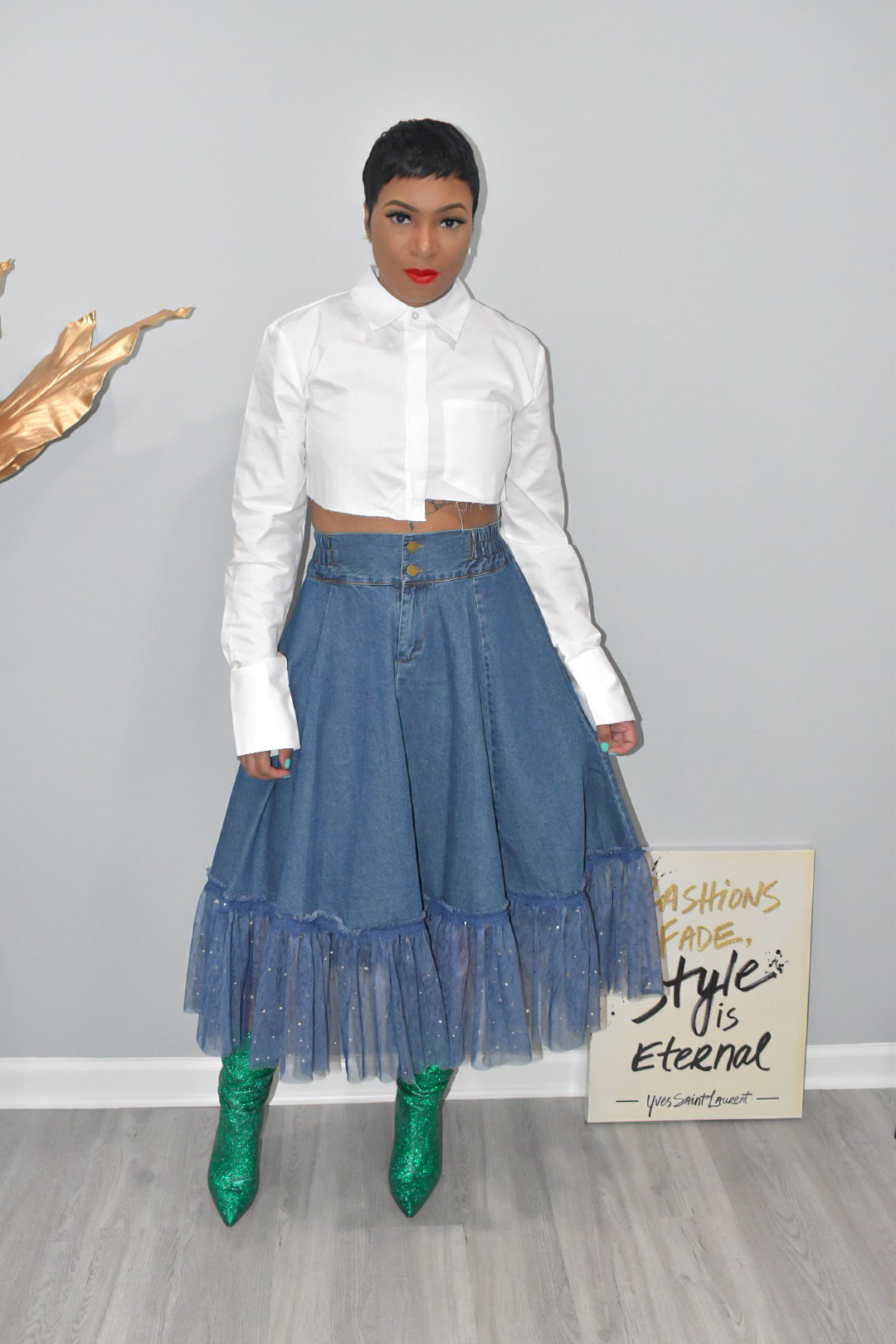 I'm A Star A-Line Denim Skirt