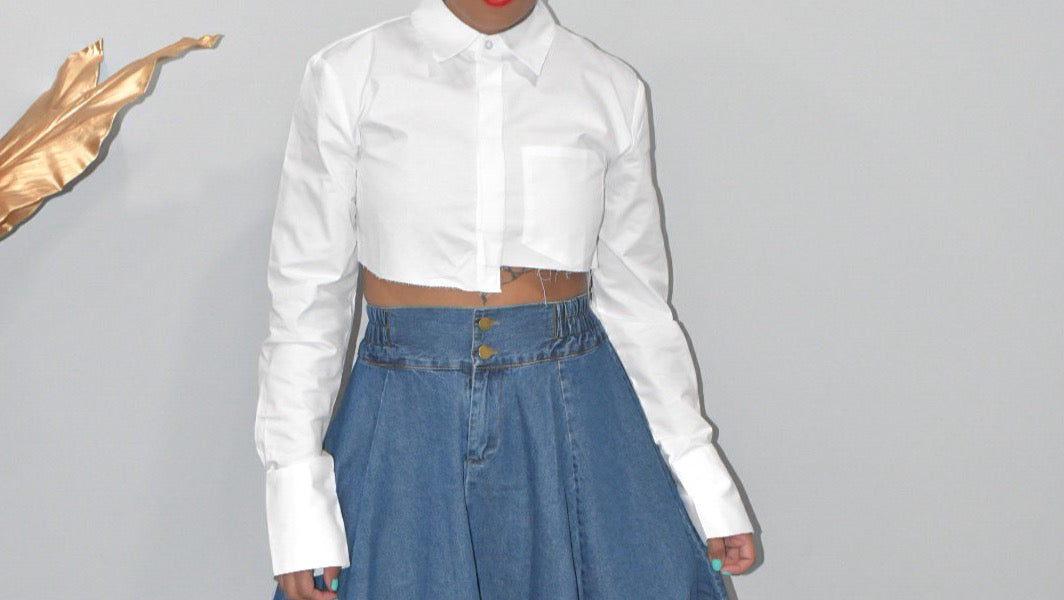 High Low Collared Crop Top