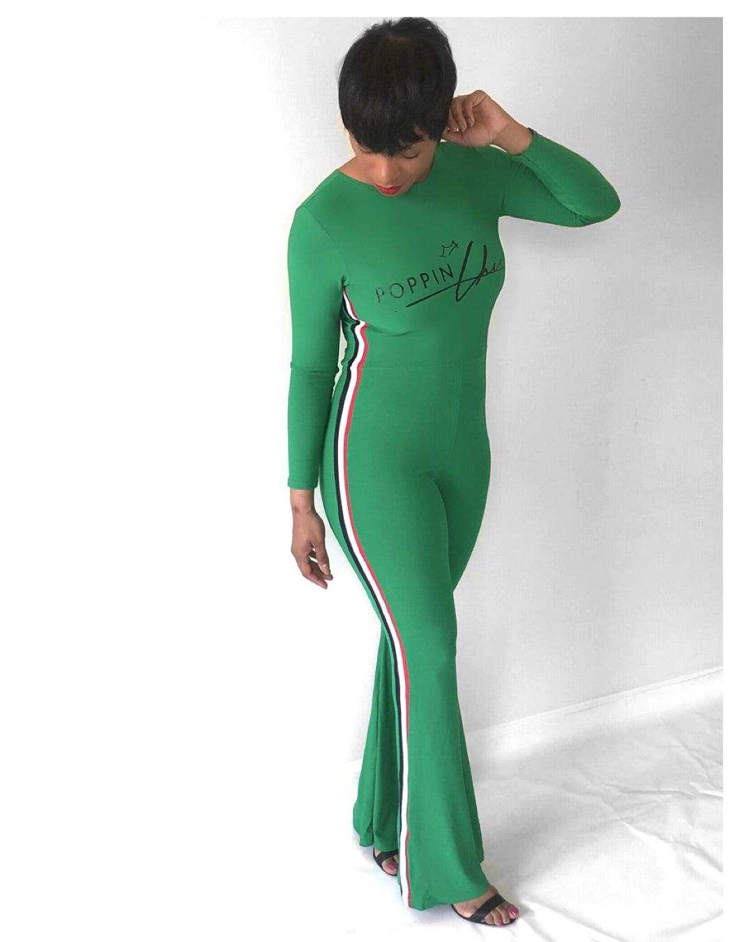 Sheree Stripped Green Jumpsuit