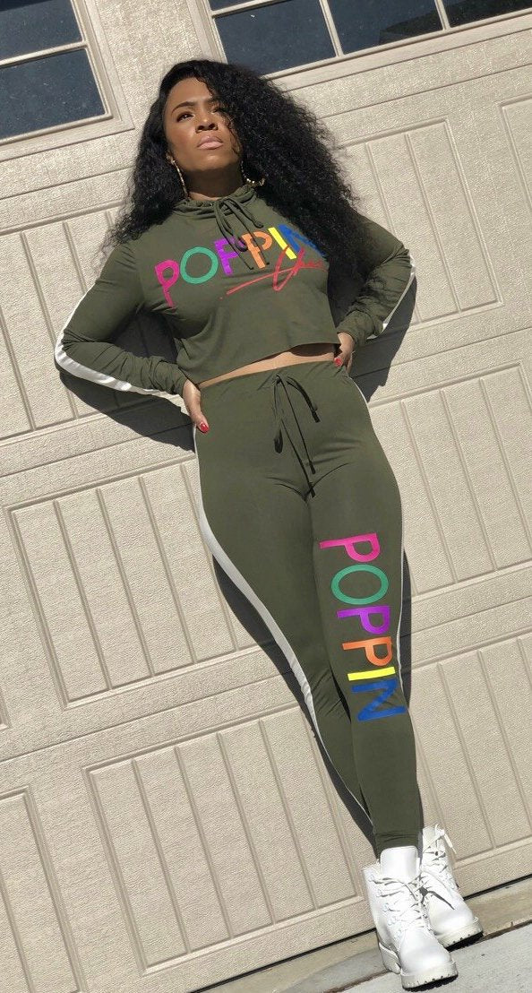 Olive Rainbow POPPIN Jogger Set