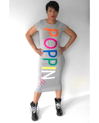 Rainbow POPPIN Grey Fitted Dress