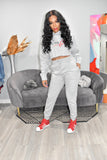 The Original POPPIN Chic Apparel Cropped Sweatsuit (Grey)