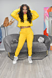 The Original POPPIN Chic Apparel Cropped Sweatsuit (Yellow)